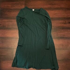 Old Navy Forest Green Long-Sleeve A-Line Dress